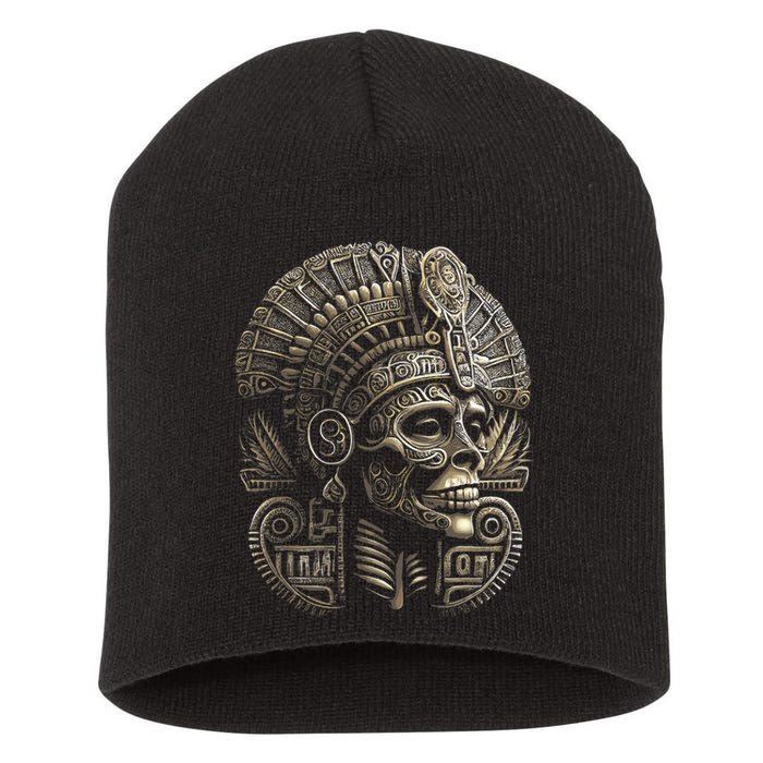 Mexican Mictlantecuhtli Aztec God Of Death Skull Short Acrylic Beanie