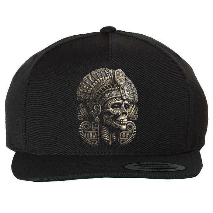 Mexican Mictlantecuhtli Aztec God Of Death Skull Wool Snapback Cap