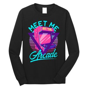 Meet Me At The Arcade Funny Gamer Vaporwave 80S Arcade Long Sleeve Shirt