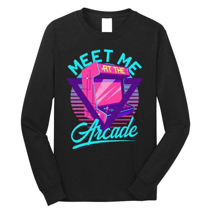 Meet Me At The Arcade Funny Gamer Vaporwave 80S Arcade Long Sleeve Shirt