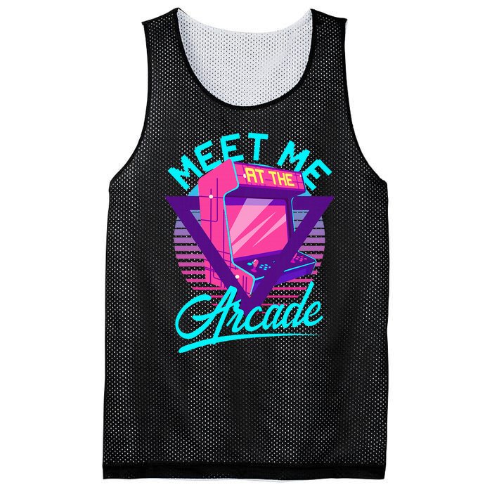 Meet Me At The Arcade Funny Gamer Vaporwave 80S Arcade Mesh Reversible Basketball Jersey Tank