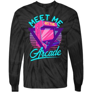 Meet Me At The Arcade Funny Gamer Vaporwave 80S Arcade Tie-Dye Long Sleeve Shirt