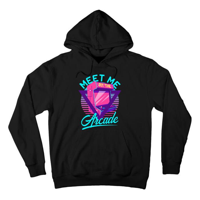 Meet Me At The Arcade Funny Gamer Vaporwave 80S Arcade Tall Hoodie