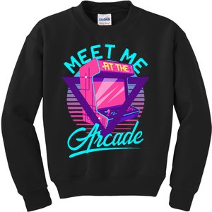 Meet Me At The Arcade Funny Gamer Vaporwave 80S Arcade Kids Sweatshirt