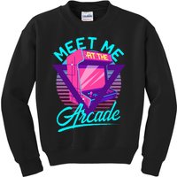 Meet Me At The Arcade Funny Gamer Vaporwave 80S Arcade Kids Sweatshirt