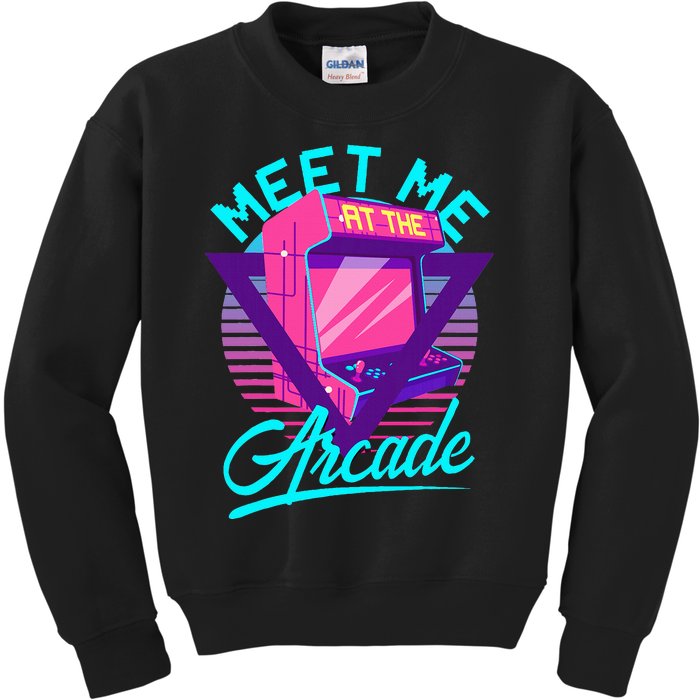 Meet Me At The Arcade Funny Gamer Vaporwave 80S Arcade Kids Sweatshirt