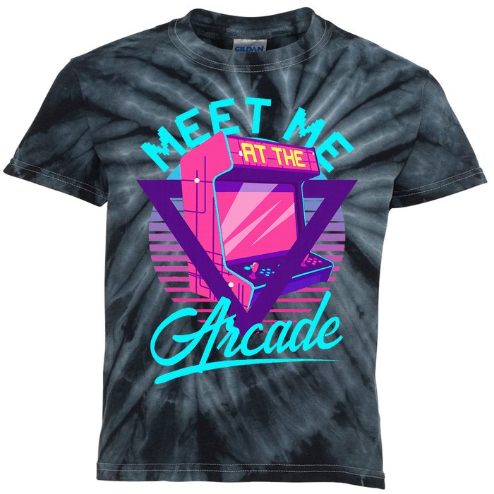 Meet Me At The Arcade Funny Gamer Vaporwave 80S Arcade Kids Tie-Dye T-Shirt