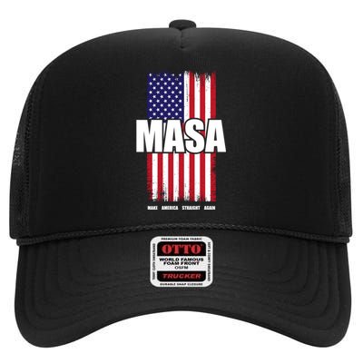 MASA Make America Straight Again High Crown Mesh Back Trucker Hat