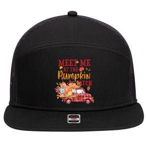 Meet Me At The Pumpkin Patch Autumn Fall Truck Colorful Gift 7 Panel Mesh Trucker Snapback Hat