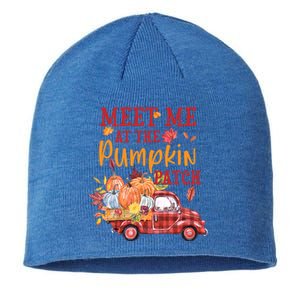 Meet Me At The Pumpkin Patch Autumn Fall Truck Colorful Gift Sustainable Beanie