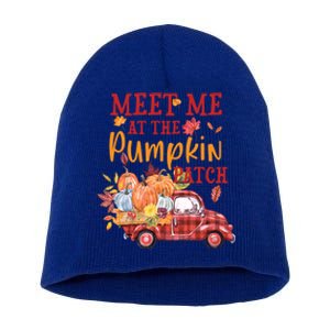 Meet Me At The Pumpkin Patch Autumn Fall Truck Colorful Gift Short Acrylic Beanie