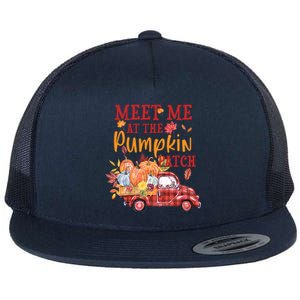 Meet Me At The Pumpkin Patch Autumn Fall Truck Colorful Gift Flat Bill Trucker Hat