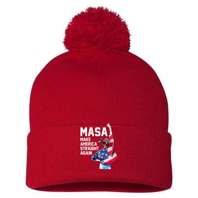 MASA Make America Straight Again Pom Pom 12in Knit Beanie