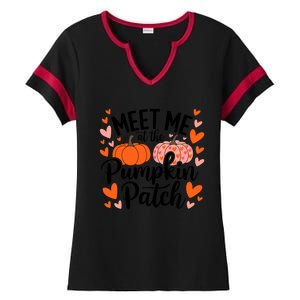 Meet Me At The Pumpkin Patch Truck Halloween Hello Fall 2024 Ladies Halftime Notch Neck Tee