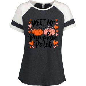 Meet Me At The Pumpkin Patch Truck Halloween Hello Fall 2024 Enza Ladies Jersey Colorblock Tee