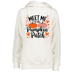 Meet Me At The Pumpkin Patch Truck Halloween Hello Fall 2024 Womens Funnel Neck Pullover Hood