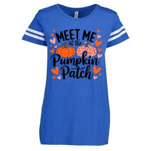 Meet Me At The Pumpkin Patch Truck Halloween Hello Fall 2024 Enza Ladies Jersey Football T-Shirt