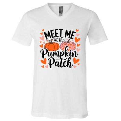 Meet Me At The Pumpkin Patch Truck Halloween Hello Fall 2024 V-Neck T-Shirt