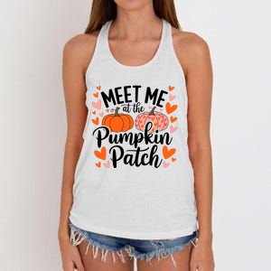 Meet Me At The Pumpkin Patch Truck Halloween Hello Fall 2024 Women's Knotted Racerback Tank