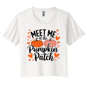 Meet Me At The Pumpkin Patch Truck Halloween Hello Fall 2024 Women's Crop Top Tee