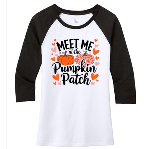 Meet Me At The Pumpkin Patch Truck Halloween Hello Fall 2024 Women's Tri-Blend 3/4-Sleeve Raglan Shirt