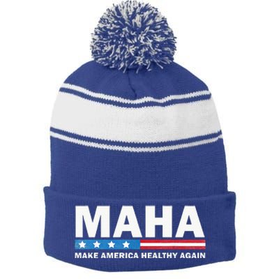 Maha Make America Healthy Again 2024 Stripe Pom Pom Beanie