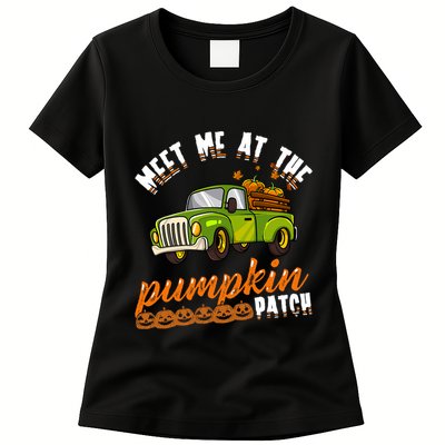 Meet Me At The Pumpkin Patch Truck Thanksgiving Farmer Womens T-Shirt