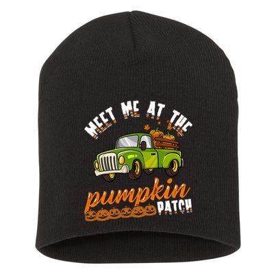 Meet Me At The Pumpkin Patch Truck Thanksgiving Farmer Short Acrylic Beanie