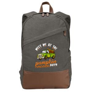 Meet Me At The Pumpkin Patch Truck Thanksgiving Farmer Cotton Canvas Backpack