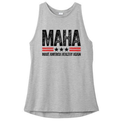 Maha Make America Healthy Again Us Patriotic 4th Of July Ladies PosiCharge Tri-Blend Wicking Tank