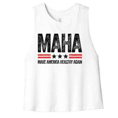 Maha Make America Healthy Again Us Patriotic 4th Of July Women's Racerback Cropped Tank