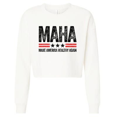 Maha Make America Healthy Again Us Patriotic 4th Of July Cropped Pullover Crew