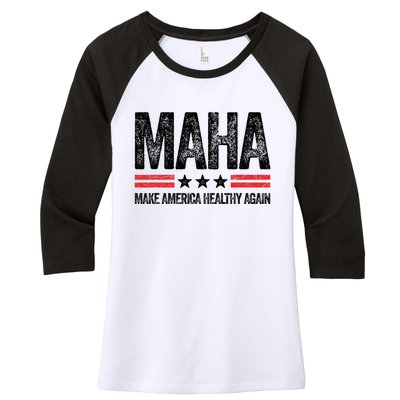 Maha Make America Healthy Again Us Patriotic 4th Of July Women's Tri-Blend 3/4-Sleeve Raglan Shirt