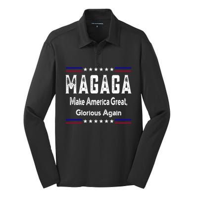 Magaga Make America Great And Glorious Again Gift Silk Touch Performance Long Sleeve Polo