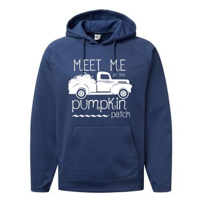 Meet Me At The Pumpkin Patch Fall Harvest Truck Autumn Lover Cute Gift Performance Fleece Hoodie