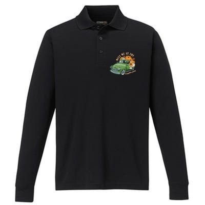 Meet Me At The Pumpkin Patch Cute Vintage Pickup Truck Fall Gift Performance Long Sleeve Polo