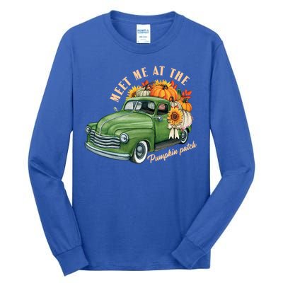 Meet Me At The Pumpkin Patch Cute Vintage Pickup Truck Fall Gift Tall Long Sleeve T-Shirt