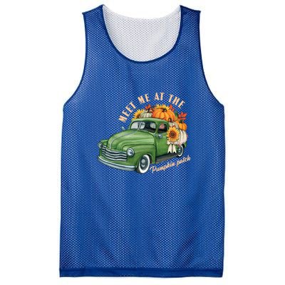 Meet Me At The Pumpkin Patch Cute Vintage Pickup Truck Fall Gift Mesh Reversible Basketball Jersey Tank