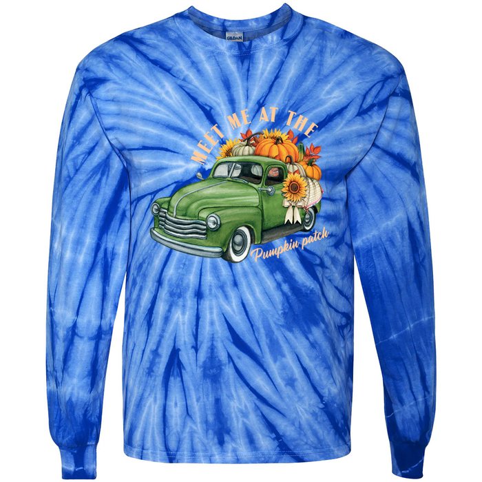 Meet Me At The Pumpkin Patch Cute Vintage Pickup Truck Fall Gift Tie-Dye Long Sleeve Shirt