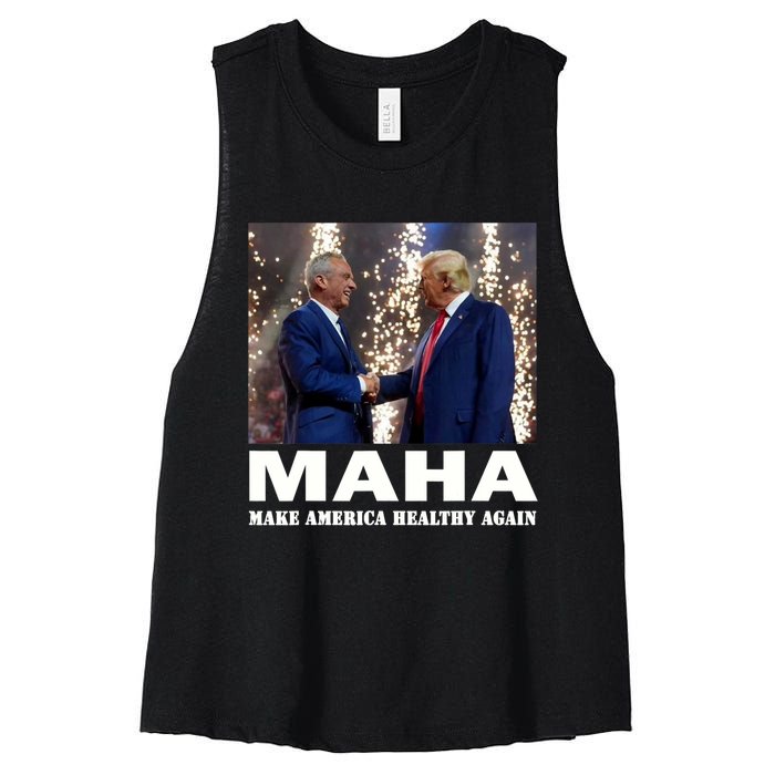 Maha Make America Healthy Again Trump 2024 Women's Racerback Cropped Tank