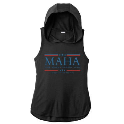 Maha Make America Healthy Again Ladies PosiCharge Tri-Blend Wicking Draft Hoodie Tank