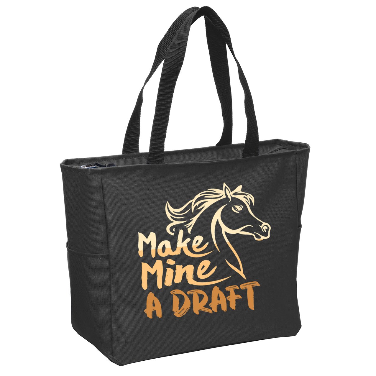Make Mine A Draft Horse Lover Equestrian Funny Zip Tote Bag