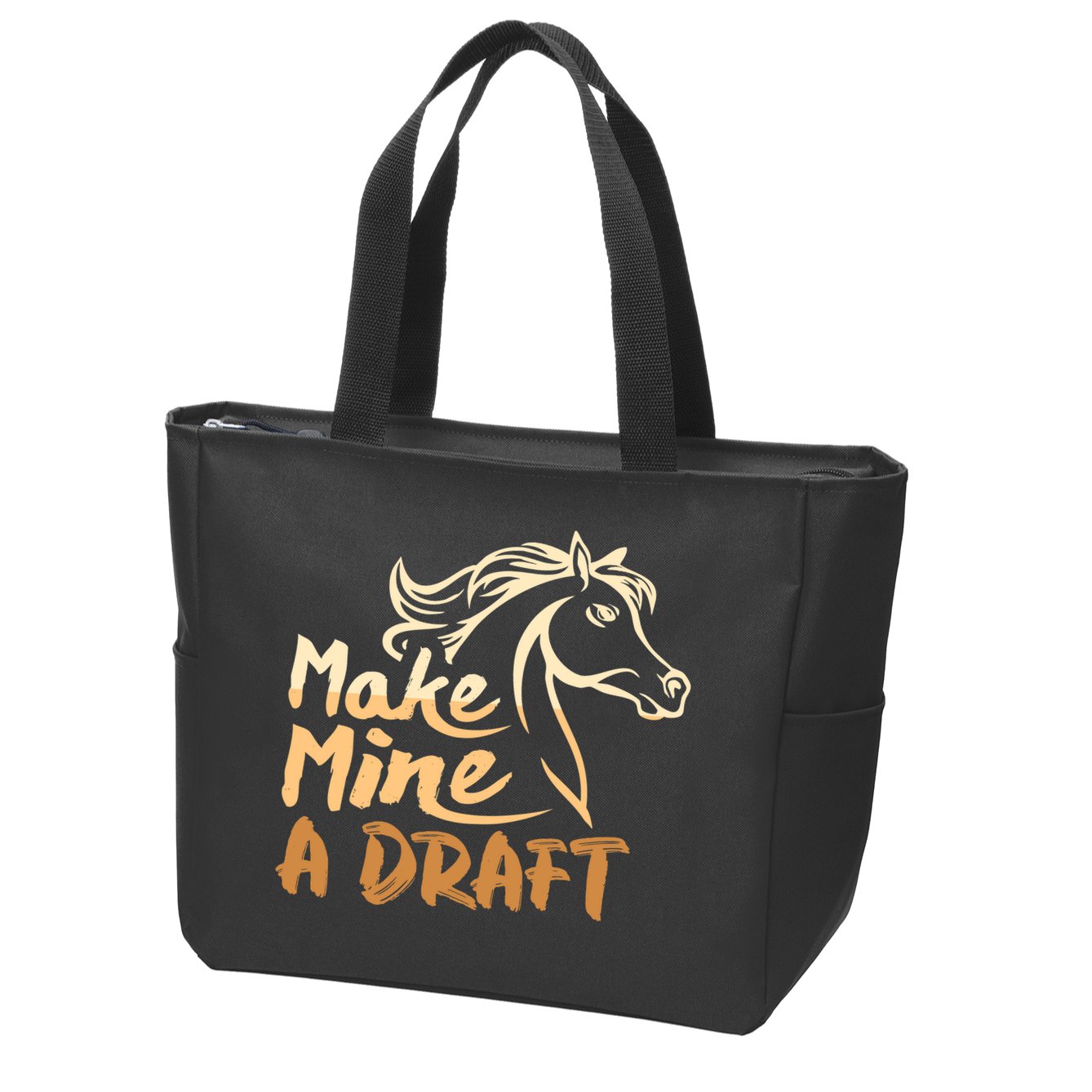 Make Mine A Draft Horse Lover Equestrian Funny Zip Tote Bag