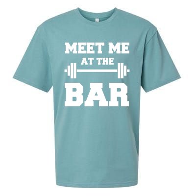 Meet Me At The Bar Cool Gym Pun Design For Weight Lifters Gift Sueded Cloud Jersey T-Shirt