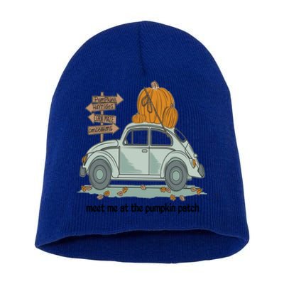 Meet Me At The Pumpkin Patch Funny Halloween Fall Gift Short Acrylic Beanie