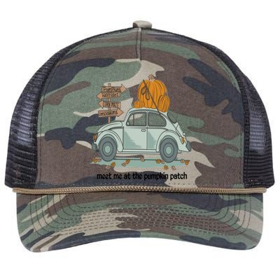 Meet Me At The Pumpkin Patch Funny Halloween Fall Gift Retro Rope Trucker Hat Cap