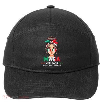Maga Mexicans Always Get Across Mexico Girl Flag 7-Panel Snapback Hat
