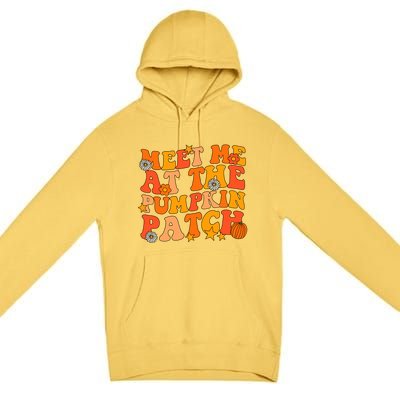 Meet Me At The Pumpkin Patch Groovy Fall Autumn Halloween Gift Premium Pullover Hoodie