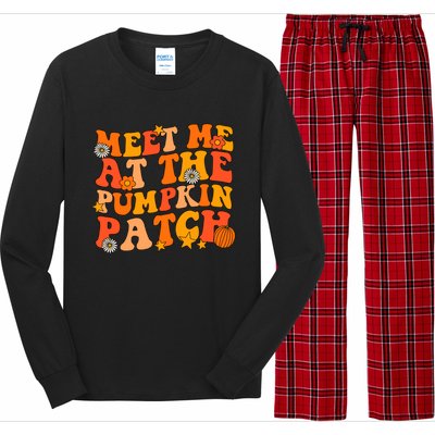 Meet Me At The Pumpkin Patch Groovy Fall Autumn Halloween Gift Long Sleeve Pajama Set