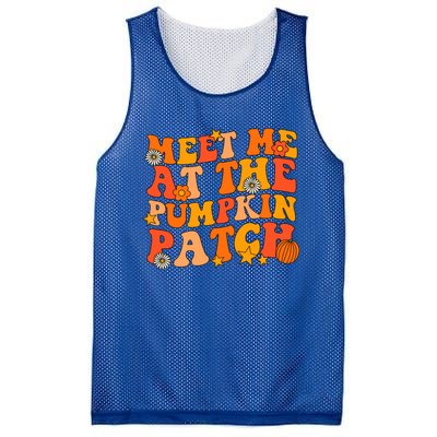 Meet Me At The Pumpkin Patch Groovy Fall Autumn Halloween Gift Mesh Reversible Basketball Jersey Tank